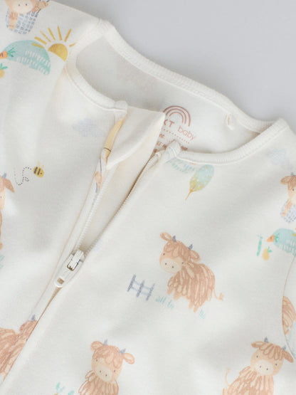|BabyBoy| Conjunto De 3 Macacões De Dormir Para Bebês Hamish, Cor Creme, Com Zíper Duplo (0 meses a 3 anos)