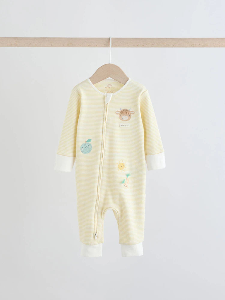 |BabyBoy| Conjunto De 3 Macacões De Dormir Para Bebês Hamish, Cor Creme, Com Zíper Duplo (0 meses a 3 anos)