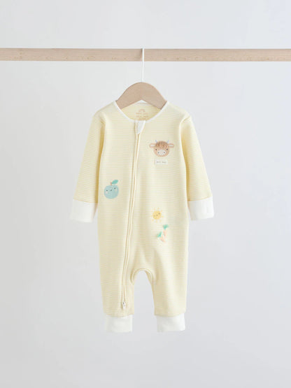 |BabyBoy| Conjunto De 3 Macacões De Dormir Para Bebês Hamish, Cor Creme, Com Zíper Duplo (0 meses a 3 anos)