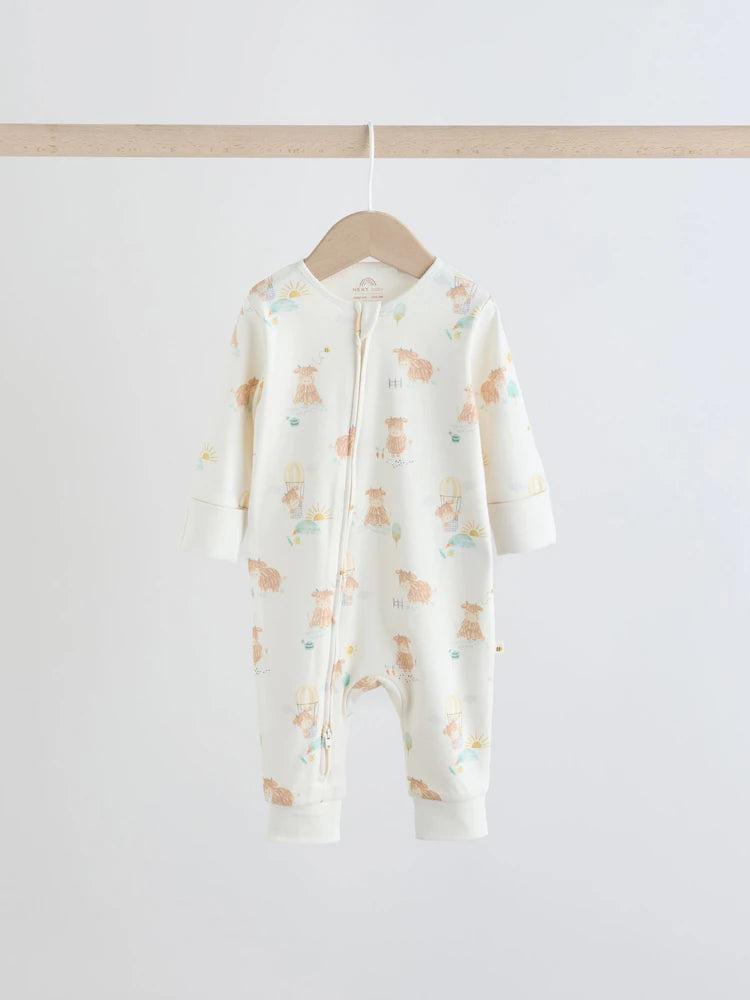 |BabyBoy| Conjunto De 3 Macacões De Dormir Para Bebês Hamish, Cor Creme, Com Zíper Duplo (0 meses a 3 anos)
