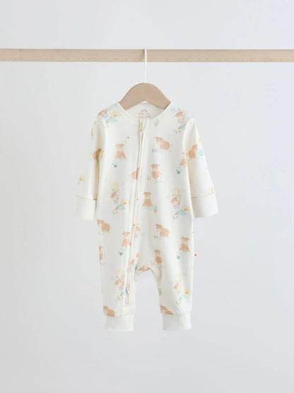 |BabyBoy| Conjunto De 3 Macacões De Dormir Para Bebês Hamish, Cor Creme, Com Zíper Duplo (0 meses a 3 anos)