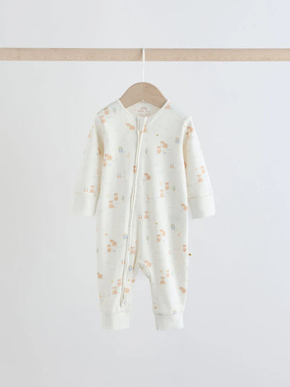 |BabyBoy| Conjunto De 3 Macacões De Dormir Para Bebês Hamish, Cor Creme, Com Zíper Duplo (0 meses a 3 anos)