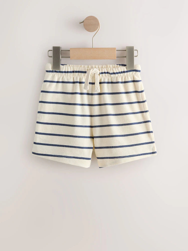 |Boy| Calções Texturizados Com Riscas Azuis e Brancas (3 meses a 7 anos)