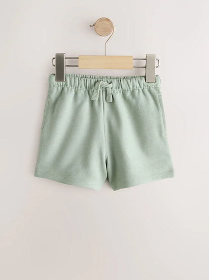 |Boy| Kit com 3 Shorts Texturizados com Listras em Verde-Sálvia, Amarelo-Suave e Tons Pastel (3 meses a 7 anos)