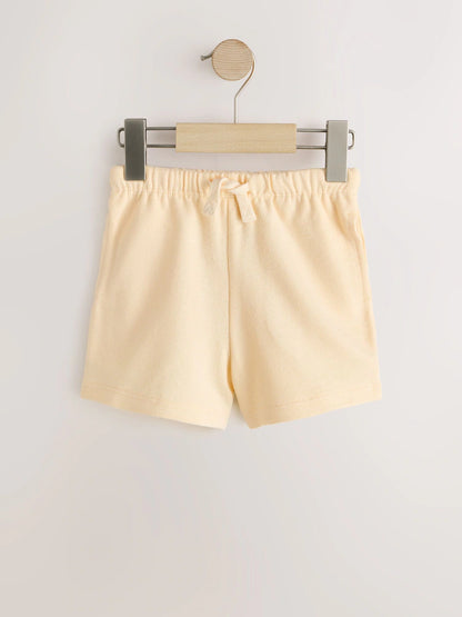 |Boy| Kit com 3 Shorts Texturizados com Listras em Verde-Sálvia, Amarelo-Suave e Tons Pastel (3 meses a 7 anos)