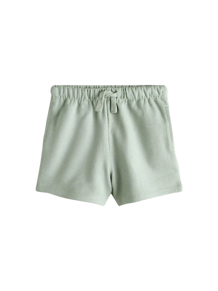 |Boy| Kit com 3 Shorts Texturizados com Listras em Verde-Sálvia, Amarelo-Suave e Tons Pastel (3 meses a 7 anos)