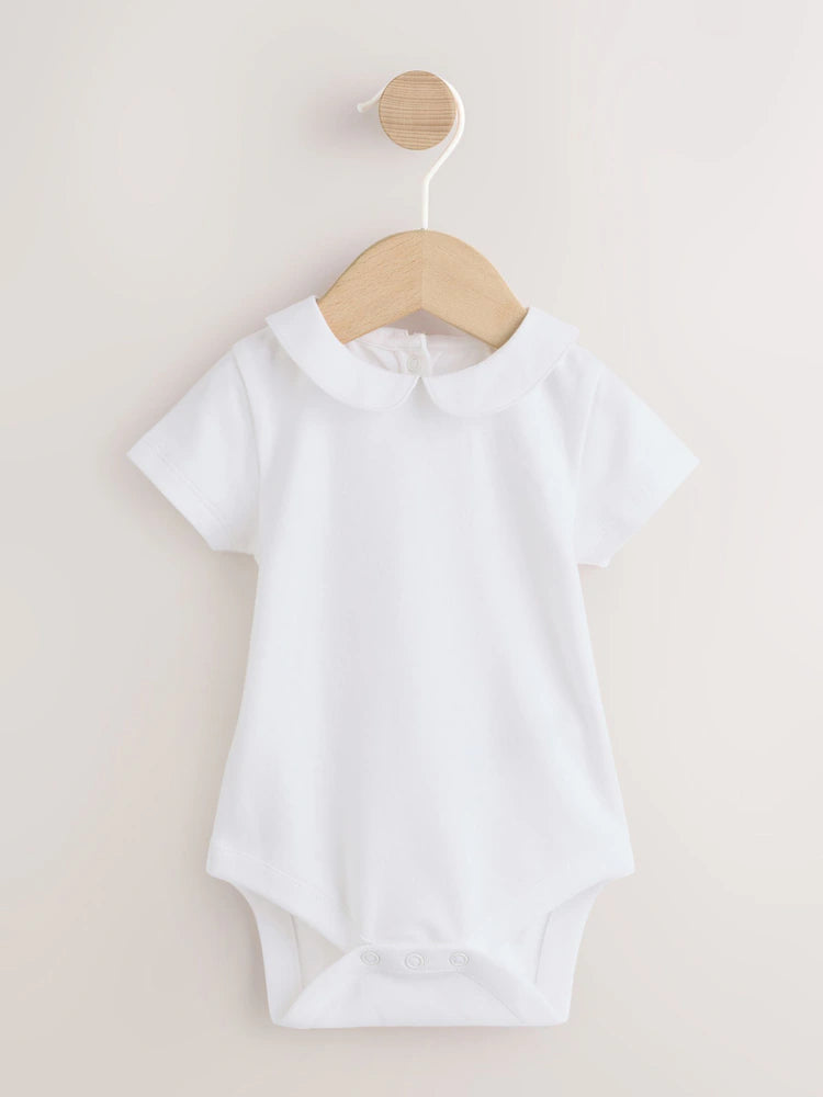 |BabyGirl| Conjunto De Jardineira e Body De Tecido Branco Bordado Com Urso (0 meses a 3 anos)