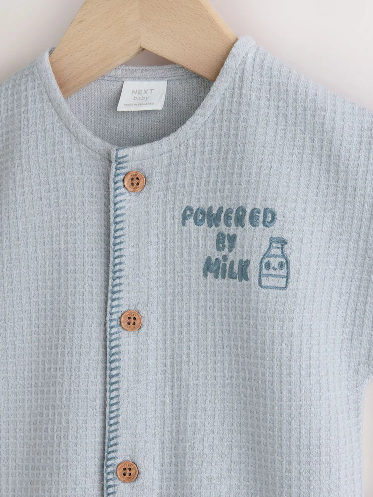 |BabyBoy| Macacão Infantil Blue Milk Club Jersey Waffle (0 meses a 3 anos)