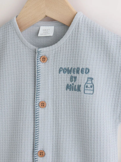 |BabyBoy| Macacão Infantil Blue Milk Club Jersey Waffle (0 meses a 3 anos)