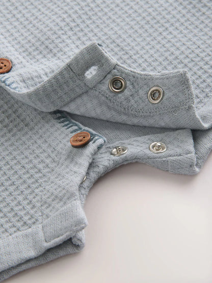 |BabyBoy| Macacão Infantil Blue Milk Club Jersey Waffle (0 meses a 3 anos)