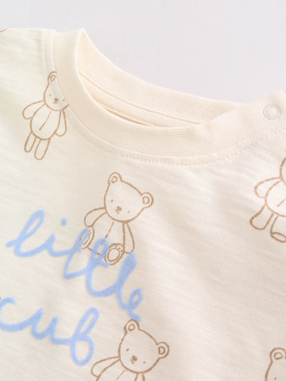 |BabyBoy| Conjunto De Bebê Com Estampa De Ursinhos Azuis, Composto Por Blusa e Shorts, 6 peças (0 meses a 3 anos)