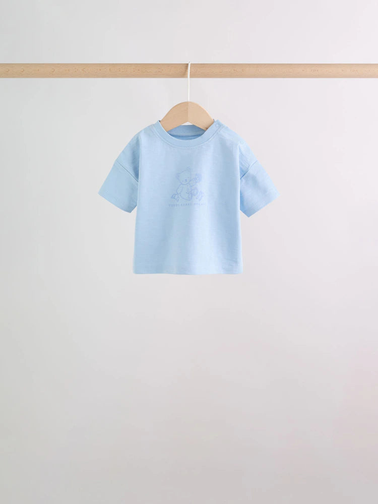 |BabyBoy| Conjunto De Bebê Com Estampa De Ursinhos Azuis, Composto Por Blusa e Shorts, 6 peças (0 meses a 3 anos)