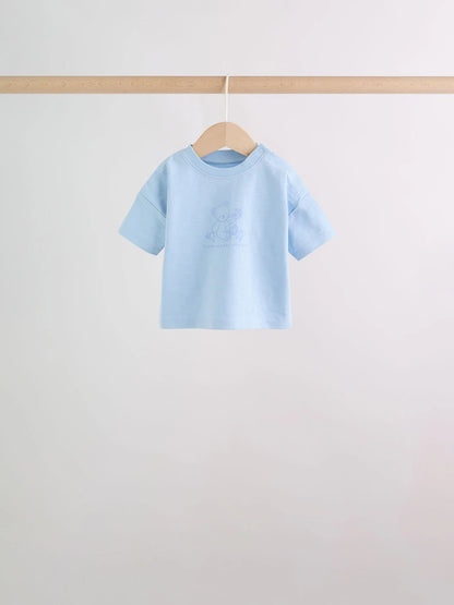 |BabyBoy| Conjunto De Bebê Com Estampa De Ursinhos Azuis, Composto Por Blusa e Shorts, 6 peças (0 meses a 3 anos)