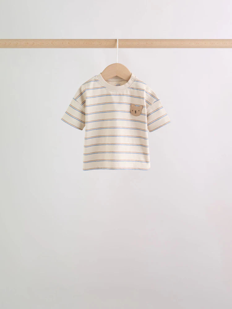 |BabyBoy| Conjunto De Bebê Com Estampa De Ursinhos Azuis, Composto Por Blusa e Shorts, 6 peças (0 meses a 3 anos)