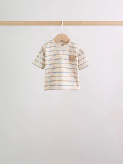 |BabyBoy| Conjunto De Bebê Com Estampa De Ursinhos Azuis, Composto Por Blusa e Shorts, 6 peças (0 meses a 3 anos)