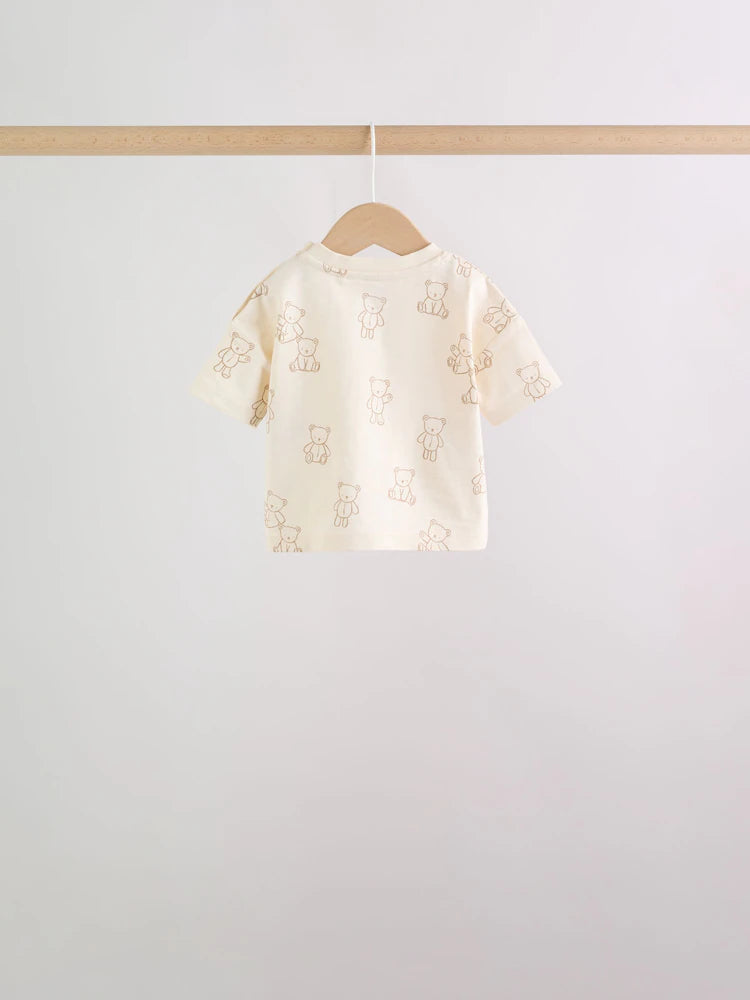 |BabyBoy| Conjunto De Bebê Com Estampa De Ursinhos Azuis, Composto Por Blusa e Shorts, 6 peças (0 meses a 3 anos)
