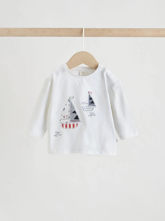 |BabyBoy| Conjunto De 6 Peças Para Bebê Com Estampa Náutica Azul: Top e Leggings (0 meses a 3 anosP