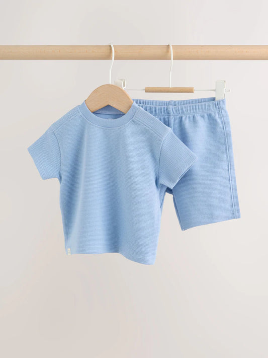 |BabyBoy| Conjunto De Blusa e Shorts Azul Para Bebê (0 meses a 2 anos)