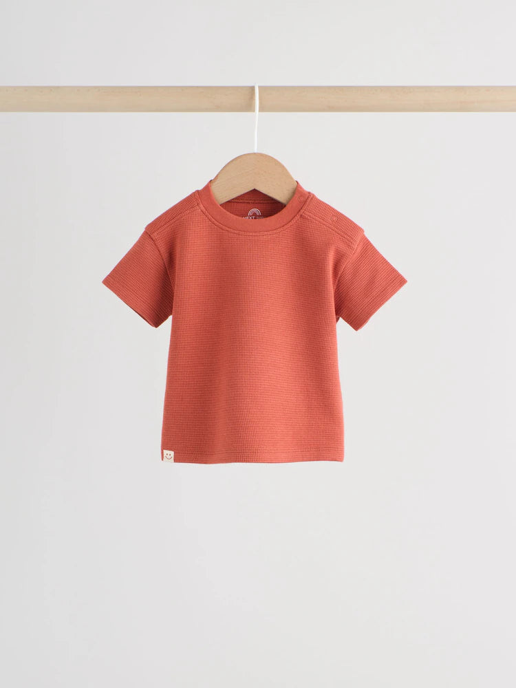 |BabyBoy| Conjunto De Blusa e Shorts Marrom Ferrugem Para Bebê (0 meses a 2 anos)