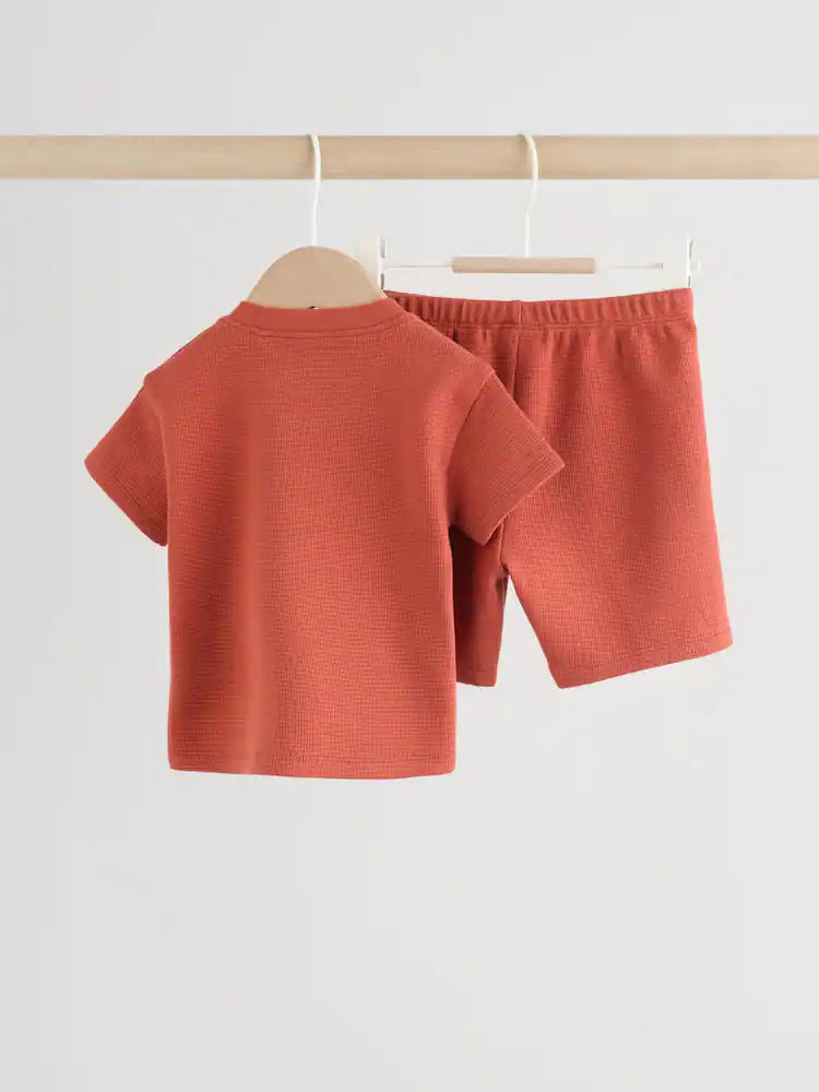 |BabyBoy| Conjunto De Blusa e Shorts Marrom Ferrugem Para Bebê (0 meses a 2 anos)