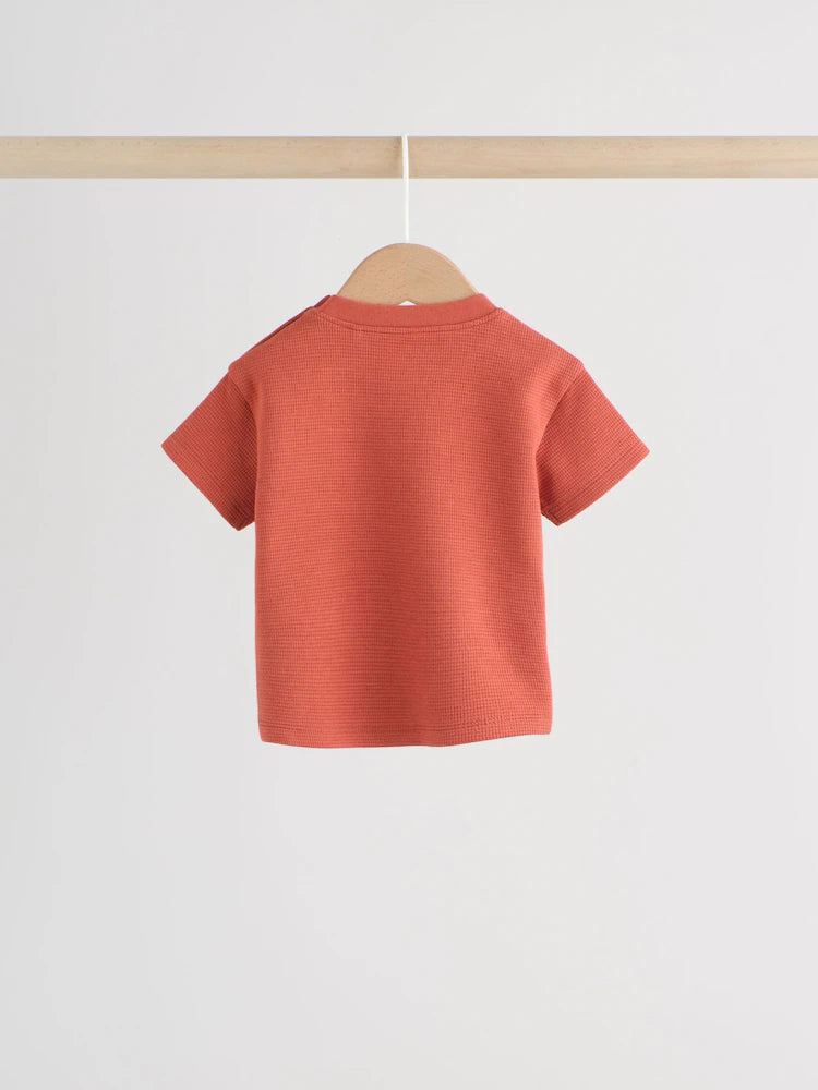 |BabyBoy| Conjunto De Blusa e Shorts Marrom Ferrugem Para Bebê (0 meses a 2 anos)