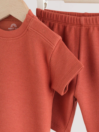 |BabyBoy| Conjunto De Blusa e Shorts Marrom Ferrugem Para Bebê (0 meses a 2 anos)