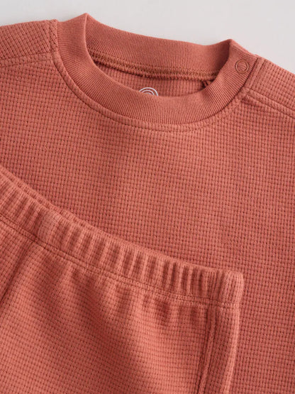 |BabyBoy| Conjunto De Blusa e Shorts Marrom Ferrugem Para Bebê (0 meses a 2 anos)