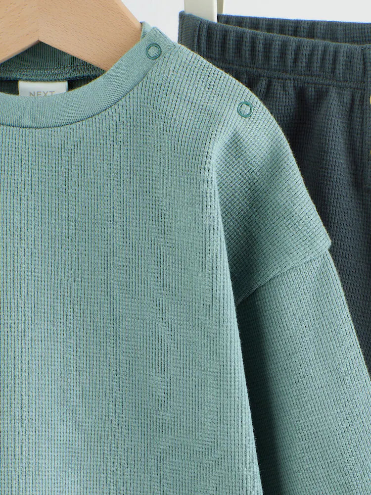 |BabyBoy| Conjunto Infantil Verde Com Blusa De Manga Comprida e Shorts (0 meses a 2 anos)