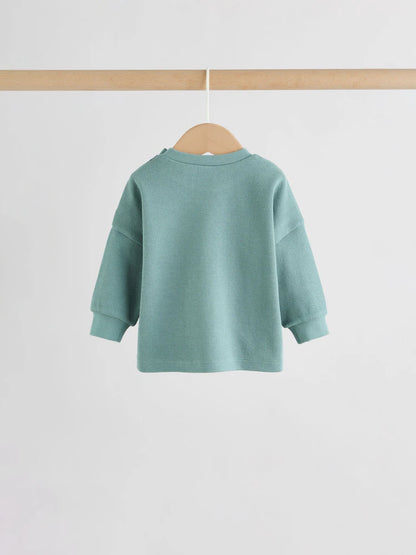 |BabyBoy| Conjunto Infantil Verde Com Blusa De Manga Comprida e Shorts (0 meses a 2 anos)