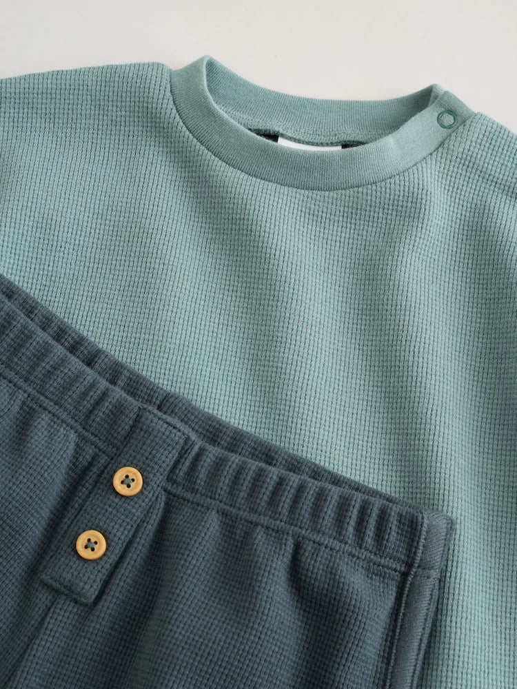 |BabyBoy| Conjunto Infantil Verde Com Blusa De Manga Comprida e Shorts (0 meses a 2 anos)