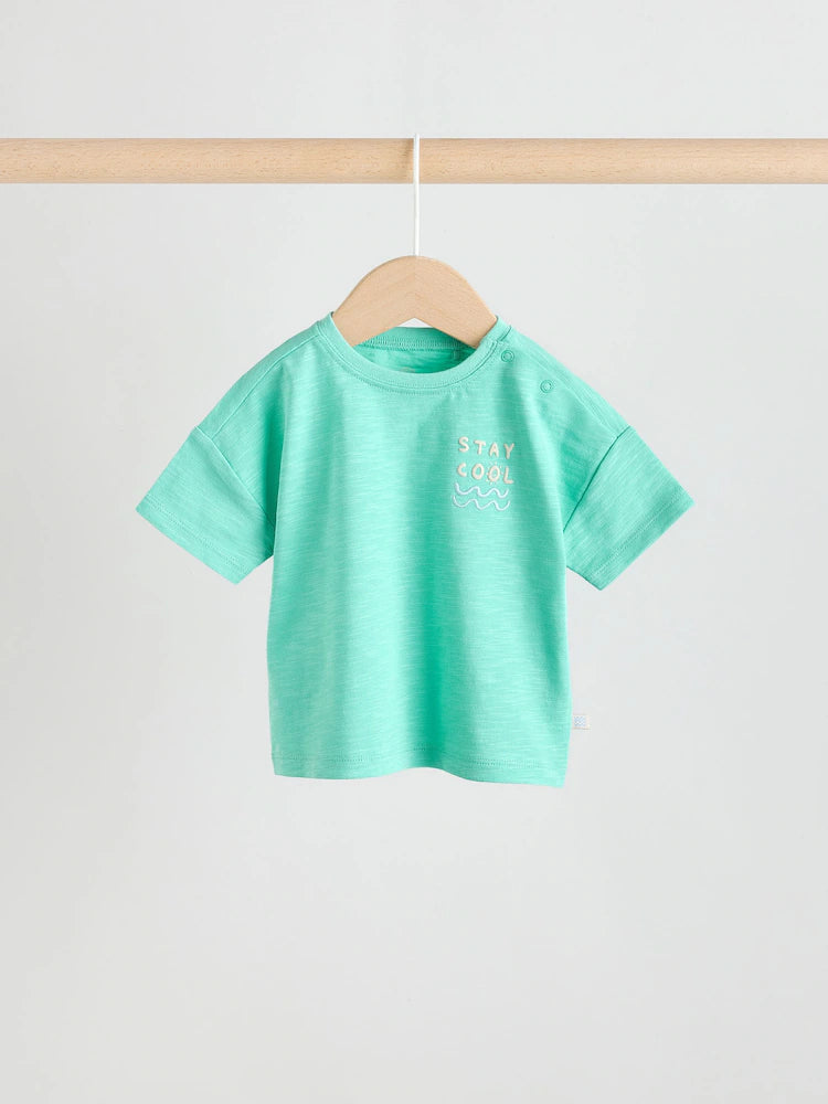 |BabyBoy| Conjunto De Blusa e Calça Listradas Em Verde e Azul Para Bebês (0 meses a 2 anos)