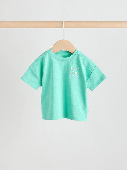 |BabyBoy| Conjunto De Blusa e Calça Listradas Em Verde e Azul Para Bebês (0 meses a 2 anos)