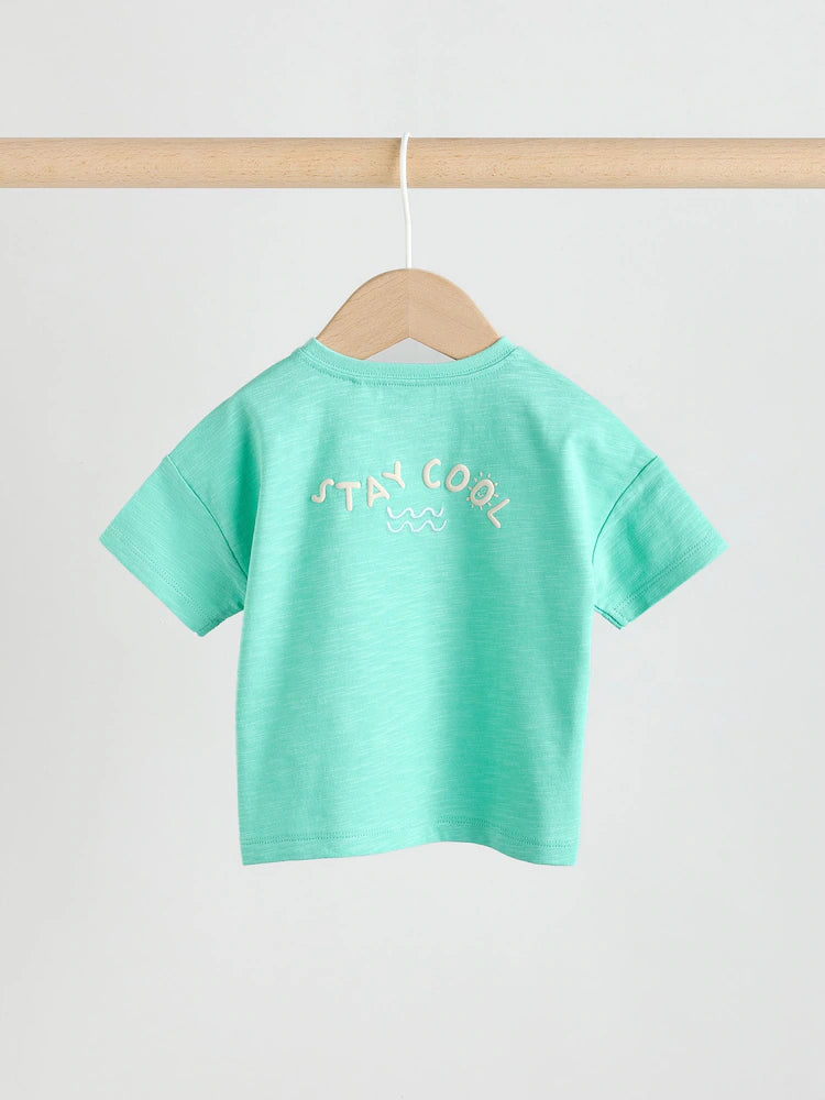 |BabyBoy| Conjunto De Blusa e Calça Listradas Em Verde e Azul Para Bebês (0 meses a 2 anos)