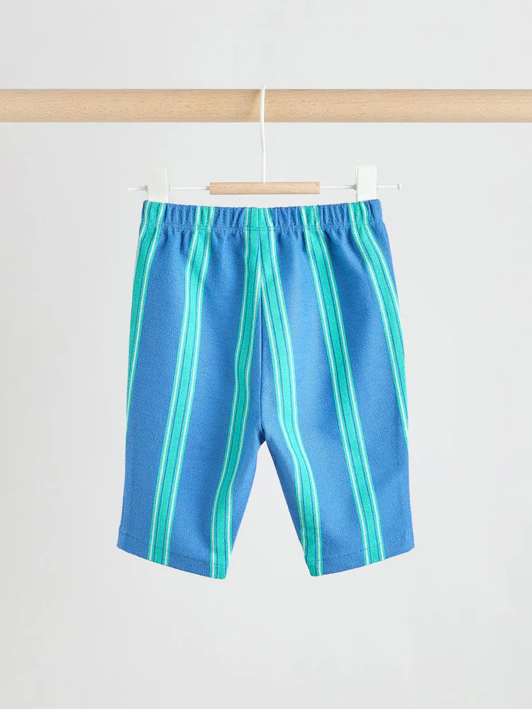 |BabyBoy| Conjunto De Blusa e Calça Listradas Em Verde e Azul Para Bebês (0 meses a 2 anos)