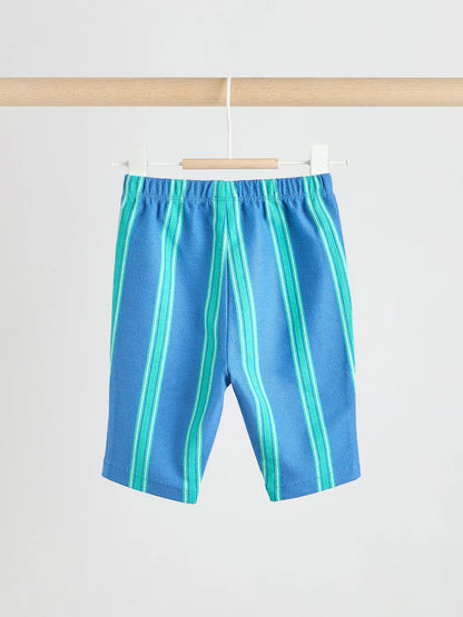 |BabyBoy| Conjunto De Blusa e Calça Listradas Em Verde e Azul Para Bebês (0 meses a 2 anos)