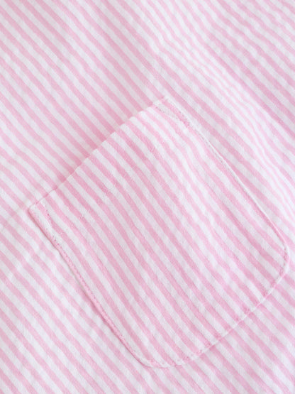 |BabyGirl| Conjunto De Jardineira e Body Listrados Rosa e Branco Para Bebê (2 peças, de 0 meses a 2 anos)