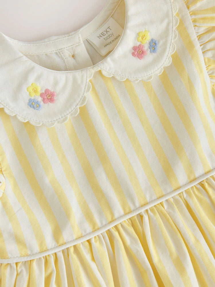 |BabyGirl| Vestido de Bebê em Tecido Yellow Scene (0 meses a 2 anos)