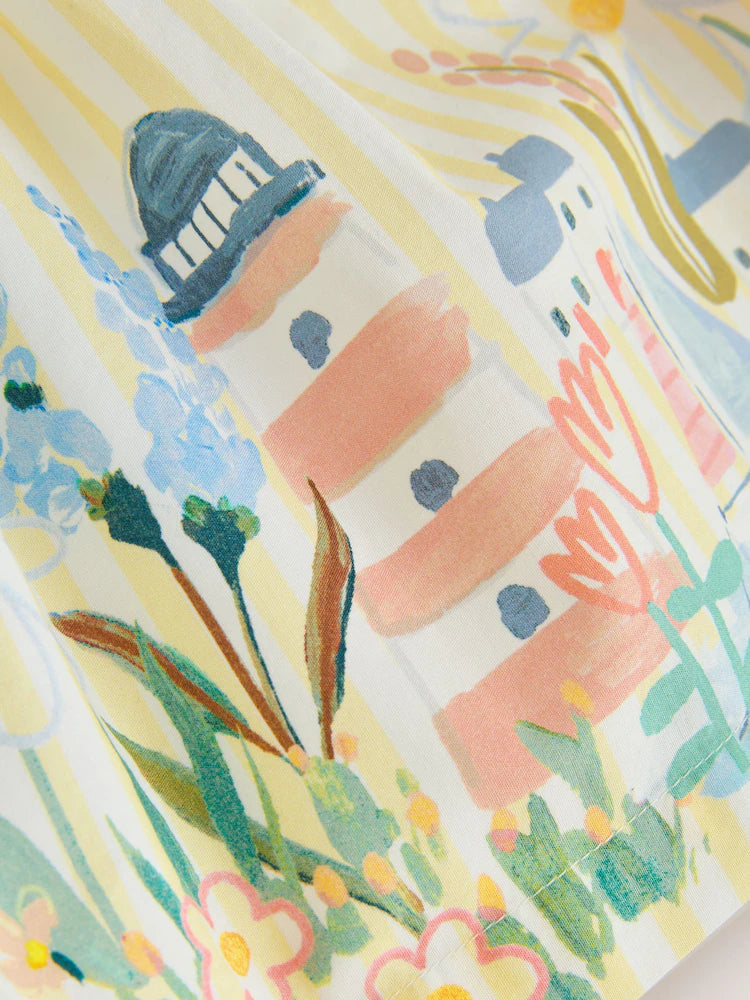 |BabyGirl| Vestido de Bebê em Tecido Yellow Scene (0 meses a 2 anos)