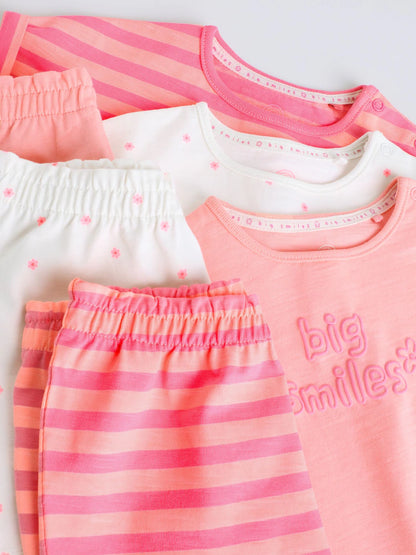 |BabyGirl| Conjunto De Bebê Rosa Com Blusa De Manga Curta e Shorts Com Slogan, 6 Peças (0 meses a 2 anos)