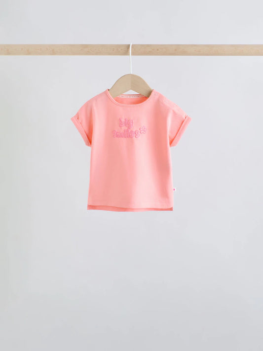 |BabyGirl| Conjunto De Bebê Rosa Com Blusa De Manga Curta e Shorts Com Slogan, 6 Peças (0 meses a 2 anos)