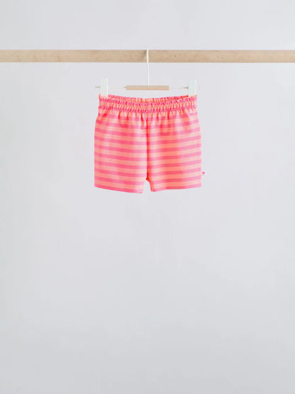 |BabyGirl| Conjunto De Bebê Rosa Com Blusa De Manga Curta e Shorts Com Slogan, 6 Peças (0 meses a 2 anos)