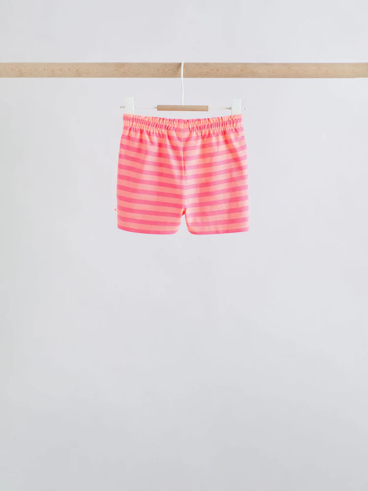 |BabyGirl| Conjunto De Bebê Rosa Com Blusa De Manga Curta e Shorts Com Slogan, 6 Peças (0 meses a 2 anos)