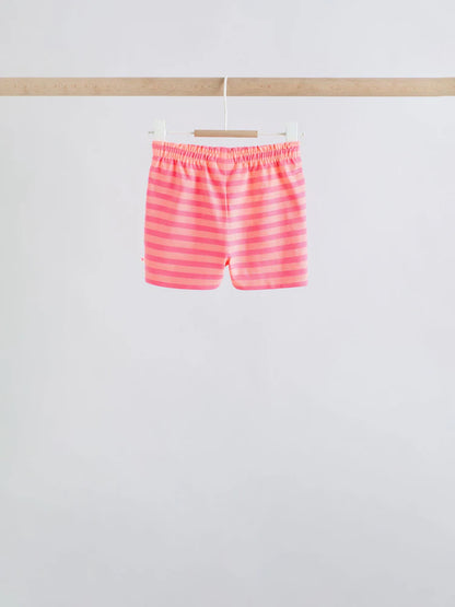 |BabyGirl| Conjunto De Bebê Rosa Com Blusa De Manga Curta e Shorts Com Slogan, 6 Peças (0 meses a 2 anos)