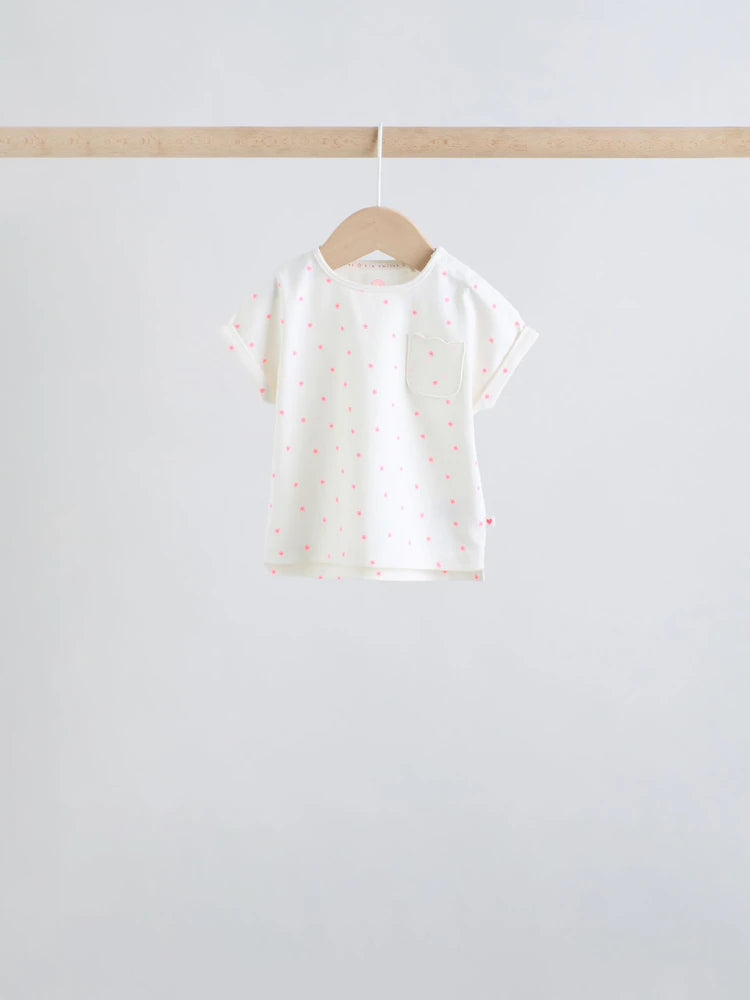 |BabyGirl| Conjunto De Bebê Rosa Com Blusa De Manga Curta e Shorts Com Slogan, 6 Peças (0 meses a 2 anos)