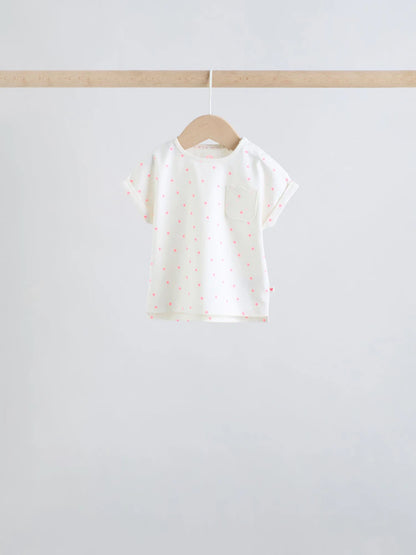 |BabyGirl| Conjunto De Bebê Rosa Com Blusa De Manga Curta e Shorts Com Slogan, 6 Peças (0 meses a 2 anos)