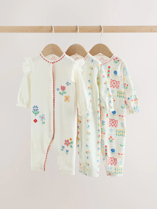 |BabyGirl| Conjunto De 3 Macacões Para Bebês Nas Cores Vermelho, Branco e Azul Marinho (0 meses a 3 anos)