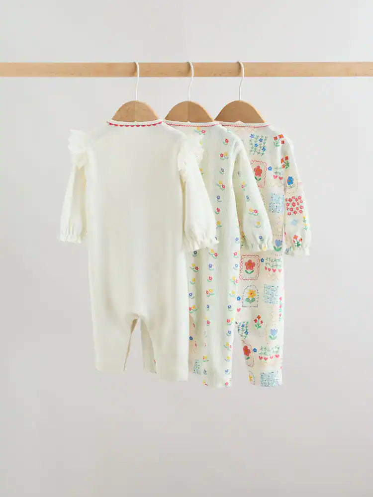 |BabyGirl| Conjunto De 3 Macacões Para Bebês Nas Cores Vermelho, Branco e Azul Marinho (0 meses a 3 anos)