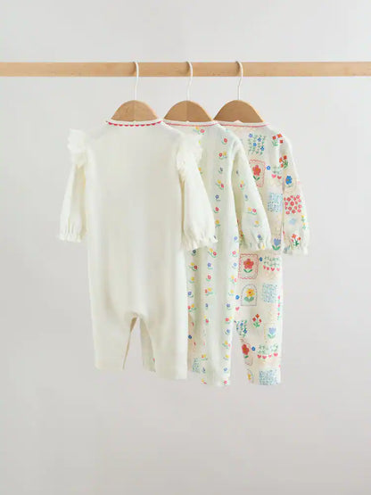 |BabyGirl| Conjunto De 3 Macacões Para Bebês Nas Cores Vermelho, Branco e Azul Marinho (0 meses a 3 anos)