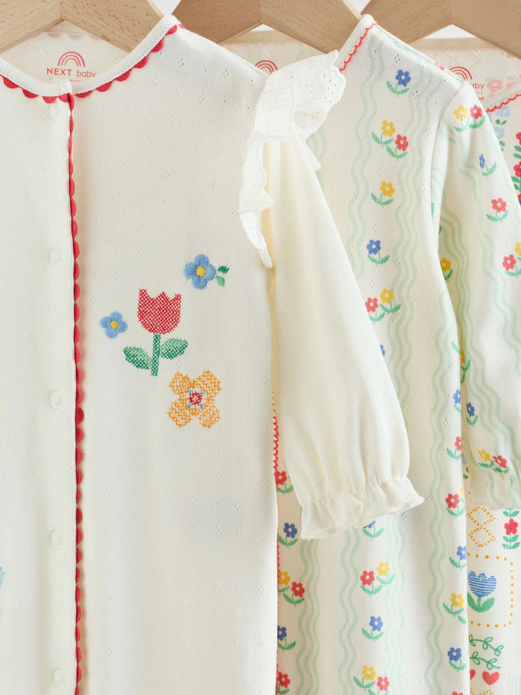 |BabyGirl| Conjunto De 3 Macacões Para Bebês Nas Cores Vermelho, Branco e Azul Marinho (0 meses a 3 anos)
