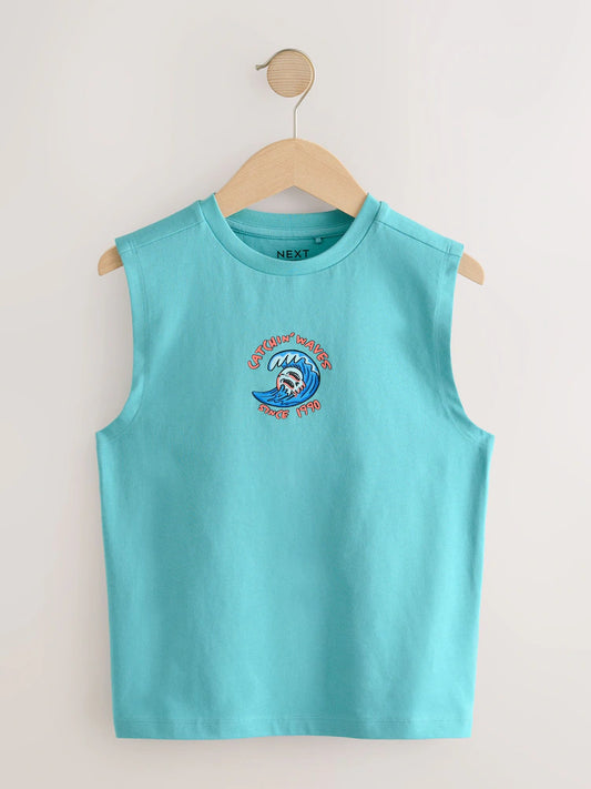 |Boy| Conjunto De 4 Regatas Nas Cores Pêssego/Azul/Verde/Laranja (3-16 anos)
